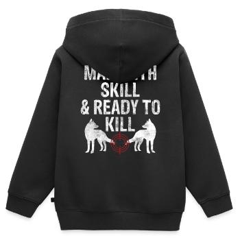 Coyote Hunt Coyote Hunter Yote - Sweat Premium à capuche zippé enfant bio - noir - Dos - AI Model Kid Male (0cm)