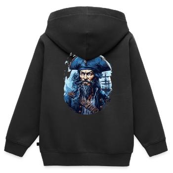 Pirat Totenkopf Jolly Roger Kostüm Geschenk - Kinder Premium Organic Zip Hoodie - Schwarz - Hinten - AI Model Kid Male (0cm)