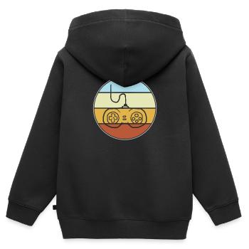 Gaming Retro - Kinder Premium Organic Zip Hoodie - Schwarz - Hinten - AI Model Kid Male (0cm)