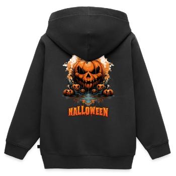 Halloween Jack O Lantern Pumpkin - Kids Premium Organic Zip-up Hoodie - black - Back - AI Model Kid Male (0cm)