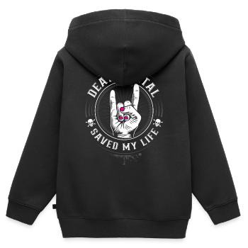 Death Metal saved my Life - Devil Horns Metalheads - Kinder Premium Organic Zip Hoodie - Schwarz - Hinten - AI Model Kid Male (0cm)