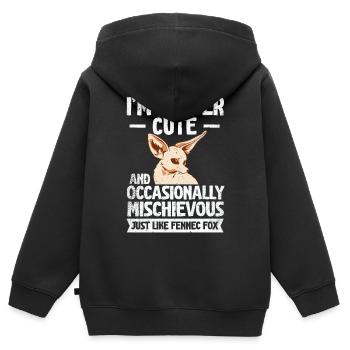 Fennec Fox Clever Mignon Fennec Foxes Propriétaire - Sweat Premium à capuche zippé enfant bio - noir - Dos - AI Model Kid Male (0cm)