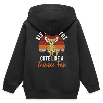Fennek-füchse, Intelligent, Mignon, Fennek-füchse, - Sweat Premium à capuche zippé enfant bio - noir - Dos - AI Model Kid Male (0cm)