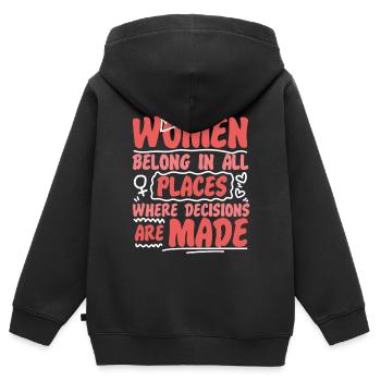 Feminist Women Belong In All - Kids Premium Organic Zip-up Hoodie - black - Back - AI Model Kid Male (0cm)