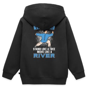 Tai Chi Stand Like A Tree Move Like A River Qigong - Kinder Premium Organic Zip Hoodie - Schwarz - Hinten - AI Model Kid Male (0cm)