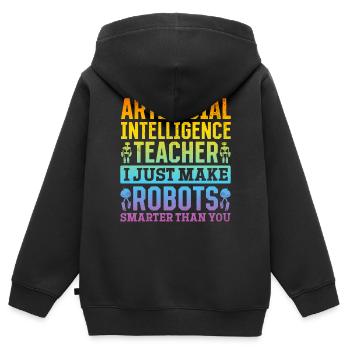 Professeur d’intelligence artificielle Ai - Sweat Premium à capuche zippé enfant bio - noir - Dos - AI Model Kid Male (0cm)