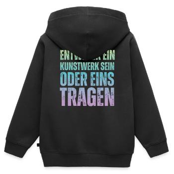 Entweder ein Kunstwerk Sein Nageldesignerin - Kinder Premium Organic Zip Hoodie - Schwarz - Hinten - AI Model Kid Male (0cm)