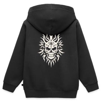 Totenkopf Tribal Tiki Retro Maske - Kinder Premium Organic Zip Hoodie - Schwarz - Hinten - AI Model Kid Male (0cm)