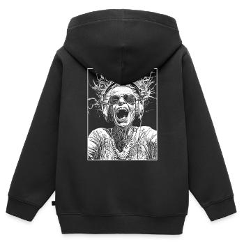Shirt Bass-Wave Vibes - Battez au volume maximum - Sweat Premium à capuche zippé enfant bio - noir - Dos - AI Model Kid Male (0cm)
