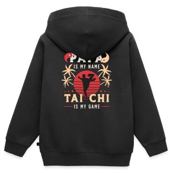 Tai Chi Papa Is My Name Tai Chi Is My Game Qigong - Kids Premium Organic Zip-up Hoodie - black - Back - AI Model Kid Male (0cm)