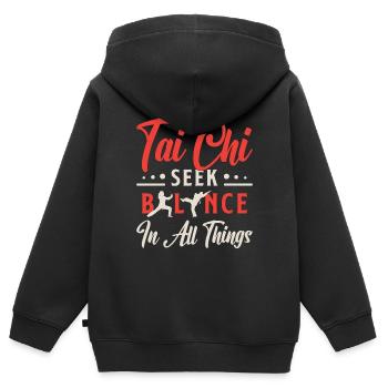 Tai Chi Seek Balance In All Things Meditation - Kinder Premium Organic Zip Hoodie - Schwarz - Hinten - AI Model Kid Male (0cm)