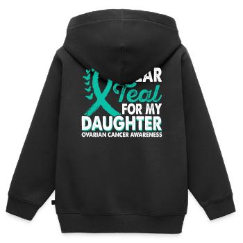Tragen Sie Blaugrün Für Den Monat Des Bewusstseins - Kinder Premium Organic Zip Hoodie - Schwarz - Hinten - AI Model Kid Male (0cm)