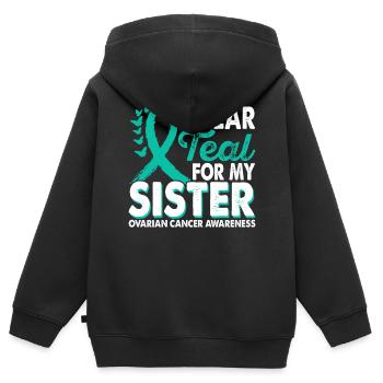 Tragen Sie Blaugrün Für Den Monat Zur Aufklärung - Kinder Premium Organic Zip Hoodie - Schwarz - Hinten - AI Model Kid Male (0cm)
