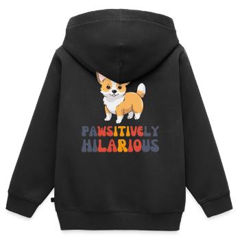 Pawsitively Hilarious Corgi - Kids Premium Organic Zip-up Hoodie - black - Back - AI Model Kid Male (0cm)