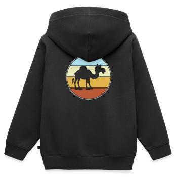 Rétro Dromadaire - Sweat Premium à capuche zippé enfant bio - noir - Dos - AI Model Kid Male (0cm)