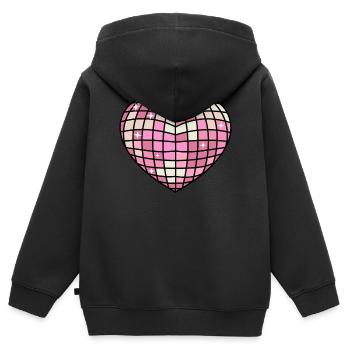 Dänische Pastell-Ästhetik Herz Disco Ball - Kinder Premium Organic Zip Hoodie - Schwarz - Hinten - AI Model Kid Male (0cm)