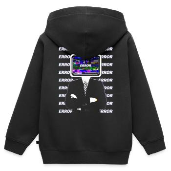 Weirdcore Ästhetik TV Kopfstörung - Kinder Premium Organic Zip Hoodie - Schwarz - Hinten - AI Model Kid Male (0cm)