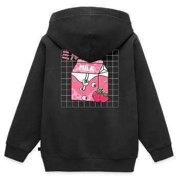 Esthétique bizarre Kawaii Japonais Mignon Mil - Sweat Premium à capuche zippé enfant bio - noir - Dos - AI Model Kid Male (0cm)