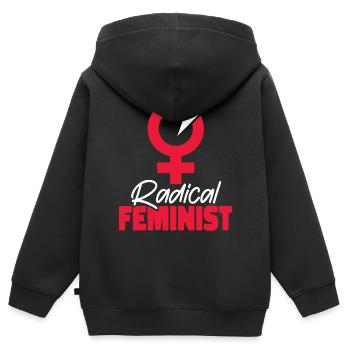Feminist Radical Feminist - Kinder Premium Organic Zip Hoodie - Schwarz - Hinten - AI Model Kid Male (0cm)