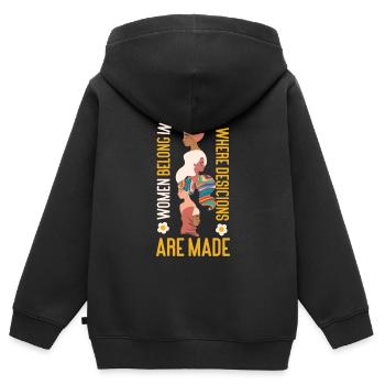 Feminist Women Belong In All - Kids Premium Organic Zip-up Hoodie - black - Back - AI Model Kid Male (0cm)