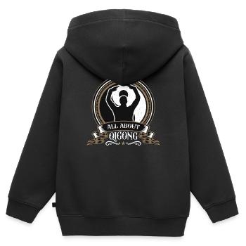 Qigong Tout sur le Qigong Le Tai Chi aime les arts martiaux - Sweat Premium à capuche zippé enfant bio - noir - Dos - AI Model Kid Male (0cm)
