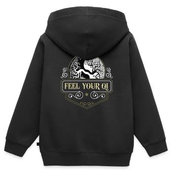 Qigong Ressentez votre Qi Yin Yang Arts Martiaux Tai Chi - Sweat Premium à capuche zippé enfant bio - noir - Dos - AI Model Kid Male (0cm)