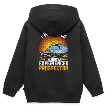 Prospecteurs d’or, chercheurs d’or, chercheurs d’or - Sweat Premium à capuche zippé enfant bio - noir - Dos - AI Model Kid Male (0cm)