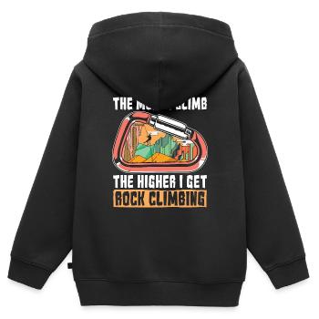 Escalade Plus je grimpe Le rocher le plus haut - Sweat Premium à capuche zippé enfant bio - noir - Dos - AI Model Kid Male (0cm)
