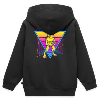 Chupacabra Crypto Cryptozoologie Rétro - Sweat Premium à capuche zippé enfant bio - noir - Dos - AI Model Kid Male (0cm)