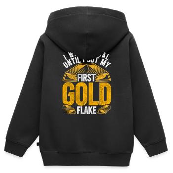 Prospecteurs d’or, chercheurs d’or, chercheurs d’or - Sweat Premium à capuche zippé enfant bio - noir - Dos - AI Model Kid Male (0cm)