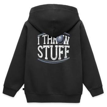 Lancer du poids Lancer du poids - Sweat Premium à capuche zippé enfant bio - noir - Dos - AI Model Kid Male (0cm)