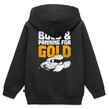 Prospecteurs d’or, chercheurs d’or, chercheurs d’or - Sweat Premium à capuche zippé enfant bio - noir - Dos - AI Model Kid Male (0cm)