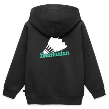 Badminton - Kinder Premium Organic Zip Hoodie - Schwarz - Hinten - AI Model Kid Male (0cm)