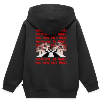 Weirdcore Aesthetic Mushroom Eyes - Kids Premium Organic Zip-up Hoodie - black - Back - AI Model Kid Male (0cm)