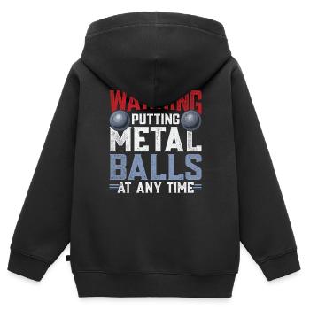 Lancer du poids Lancer du poids - Sweat Premium à capuche zippé enfant bio - noir - Dos - AI Model Kid Male (0cm)