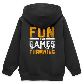 Lancer du poids Lancer du poids - Sweat Premium à capuche zippé enfant bio - noir - Dos - AI Model Kid Male (0cm)