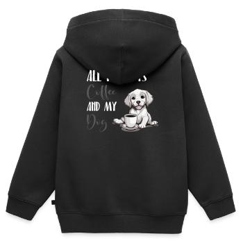 Weltkaffeetag mit Hund - Kinder Premium Organic Zip Hoodie - Schwarz - Hinten - AI Model Kid Male (0cm)