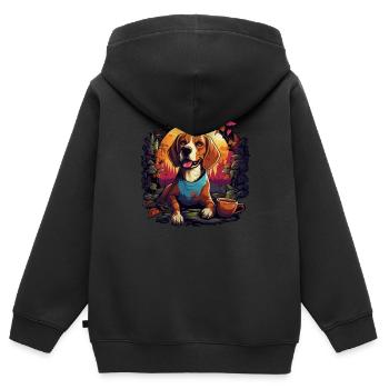 Weltkaffeetag mit meinem Hund, einem Beagle - Kinder Premium Organic Zip Hoodie - Schwarz - Hinten - AI Model Kid Male (0cm)
