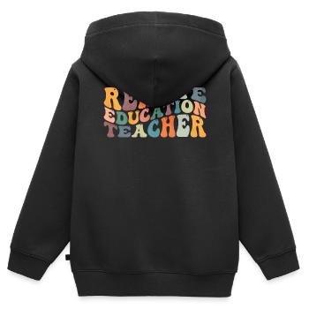 Groovy Remote Education Teacher Fernunterricht - Kinder Premium Organic Zip Hoodie - Schwarz - Hinten - AI Model Kid Male (0cm)