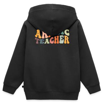 Groovy Arabic Teacher Arabic Lessons - Kids Premium Organic Zip-up Hoodie - black - Back - AI Model Kid Male (0cm)