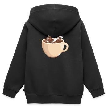 Welttag des Kaffees - Kinder Premium Organic Zip Hoodie - Schwarz - Hinten - AI Model Kid Male (0cm)
