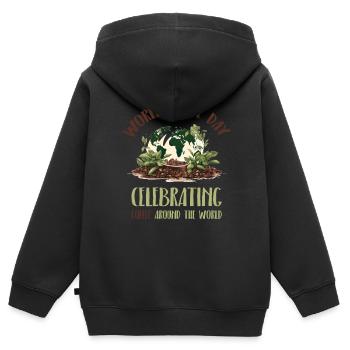 Welttag des Kaffees - Kinder Premium Organic Zip Hoodie - Schwarz - Hinten - AI Model Kid Male (0cm)