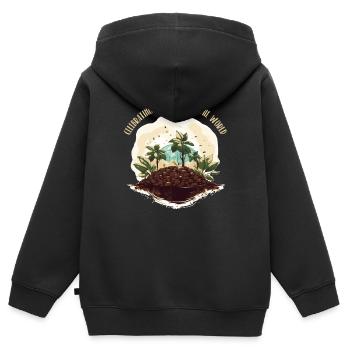 Welttag des Kaffees - Kinder Premium Organic Zip Hoodie - Schwarz - Hinten - AI Model Kid Male (0cm)