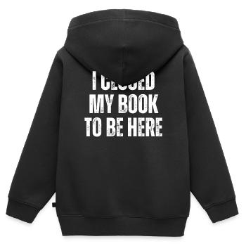 Ich Habe Mein Buch Geschlossen, Um Hier Zu Lesen - Kinder Premium Organic Zip Hoodie - Schwarz - Hinten - AI Model Kid Male (0cm)