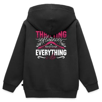 L’épargne influence l’épargne - Sweat Premium à capuche zippé enfant bio - noir - Dos - AI Model Kid Male (0cm)
