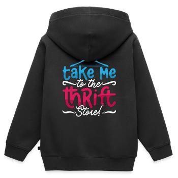 Thrift Shopping Take Me To The Thrift Second Hand - Kinder Premium Organic Zip Hoodie - Schwarz - Hinten - AI Model Kid Male (0cm)