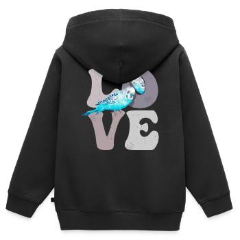 Wellensittich Wellensittich Papagei - Kinder Premium Organic Zip Hoodie - Schwarz - Hinten - AI Model Kid Male (0cm)