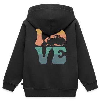 Bulldozer LKW Baufahrzeug - Kinder Premium Organic Zip Hoodie - Schwarz - Hinten - AI Model Kid Male (0cm)