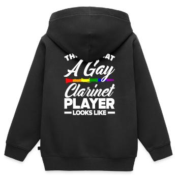 Klarinette Homo Klarinettenspieler - Kinder Premium Organic Zip Hoodie - Schwarz - Hinten - AI Model Kid Male (0cm)