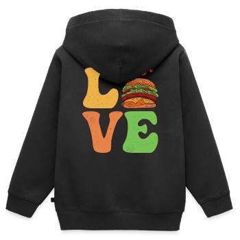 Burger Hamburger - Sweat Premium à capuche zippé enfant bio - noir - Dos - AI Model Kid Male (0cm)